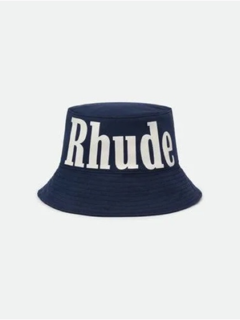 RHUDE BUCKET HAT NAVY / WHITE Cotton Denim Embroidered Logo One Size